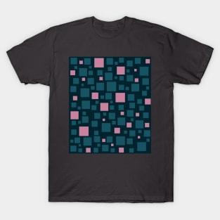 Dark Velvet Green and Blush Pink Squares T-Shirt